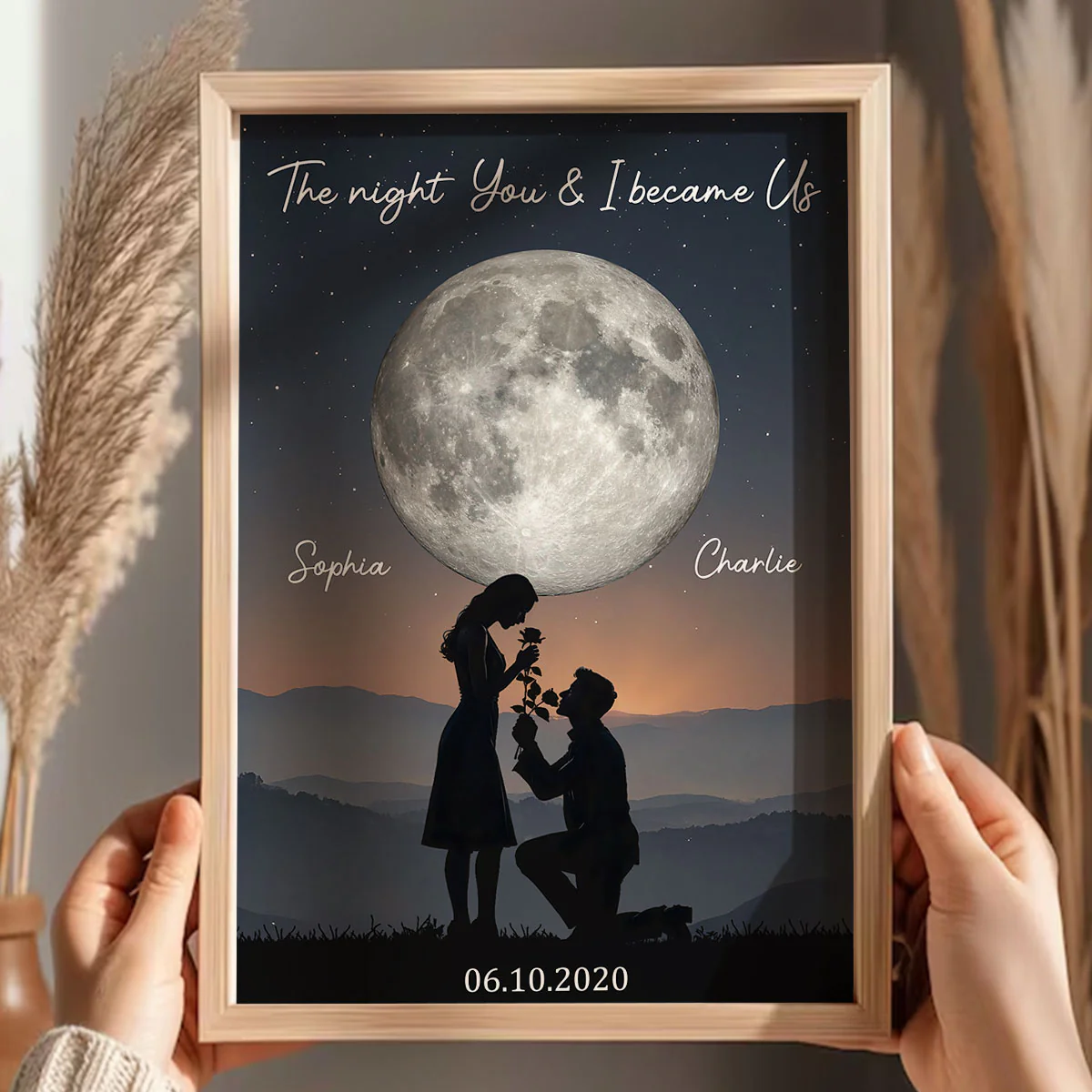 The Night You & I Became Us Couple Moon Phase - Personalized Poster - Anniversary, Valentine's Day Gift, Gift For Him, Gift For Her - Image 6