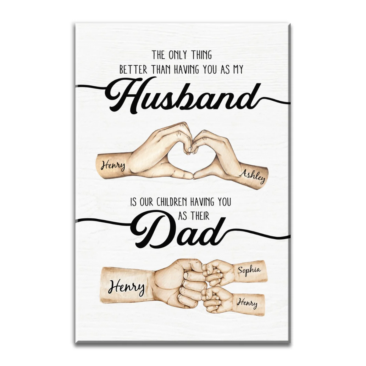 The Only Thing Better Husband Dad Hands - Personalized Canvas - Gift For Dad, Gift For Husband, Gift For Grandpa - Image 10