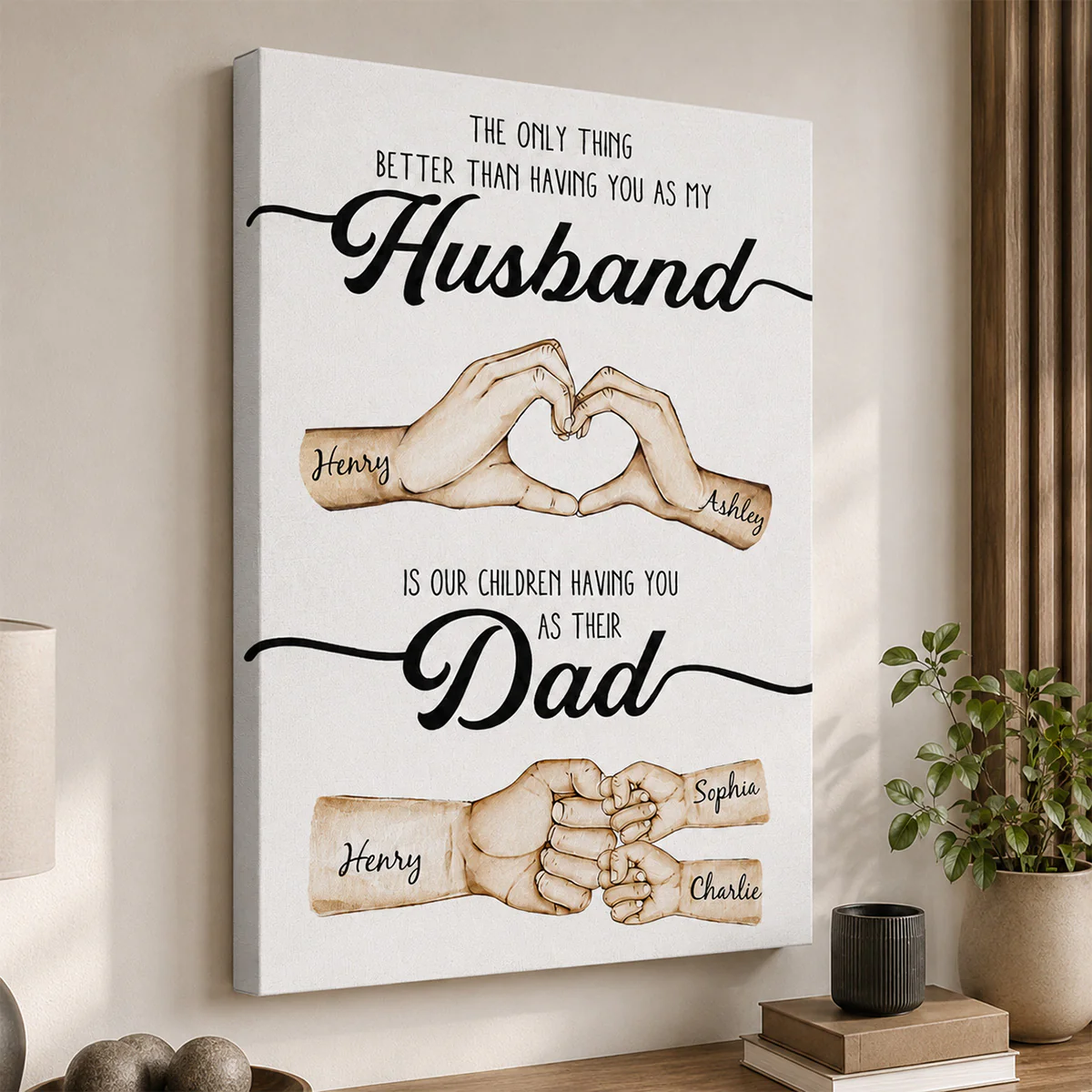 The Only Thing Better Husband Dad Hands - Personalized Canvas - Gift For Dad, Gift For Husband, Gift For Grandpa - Image 2