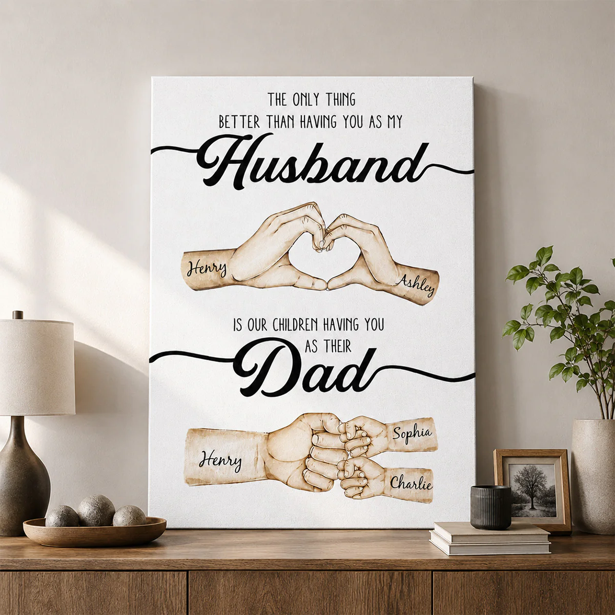 The Only Thing Better Husband Dad Hands - Personalized Canvas - Gift For Dad, Gift For Husband, Gift For Grandpa - Image 3
