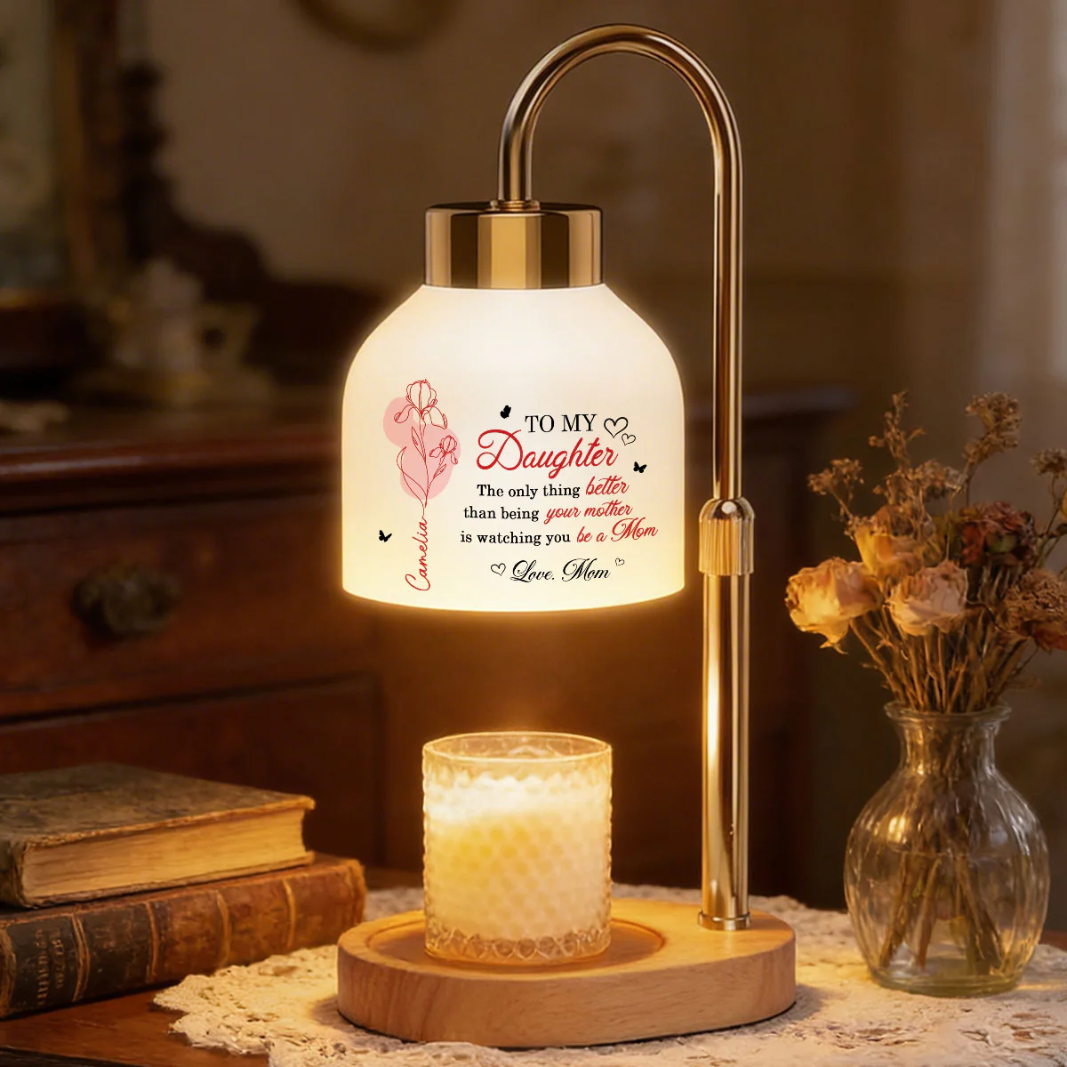 The Only Thing Better is Watching You Be a Mom - Personalized Candle Warmer Lamp - Custom Birth Month Flower, Heartfelt Mother's Day Gift for Daughter - Image 2