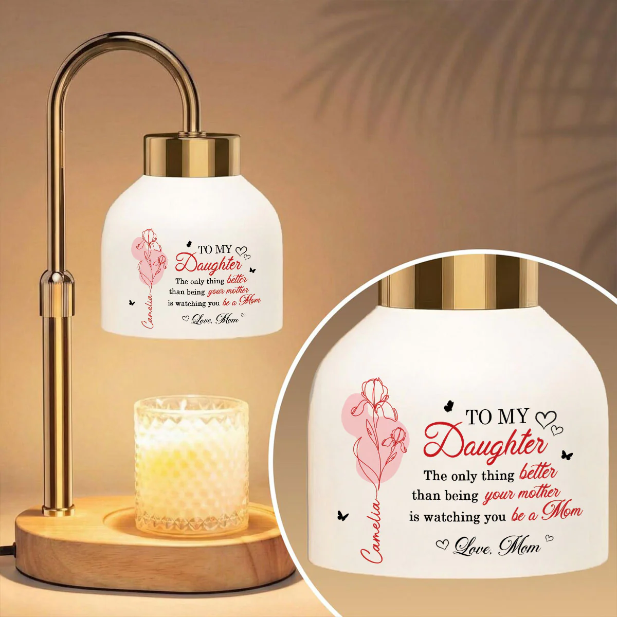 The Only Thing Better is Watching You Be a Mom - Personalized Candle Warmer Lamp - Custom Birth Month Flower, Heartfelt Mother's Day Gift for Daughter - Image 3