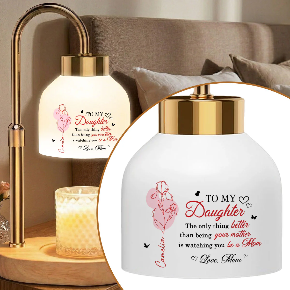 The Only Thing Better is Watching You Be a Mom - Personalized Candle Warmer Lamp - Custom Birth Month Flower, Heartfelt Mother's Day Gift for Daughter - Image 5