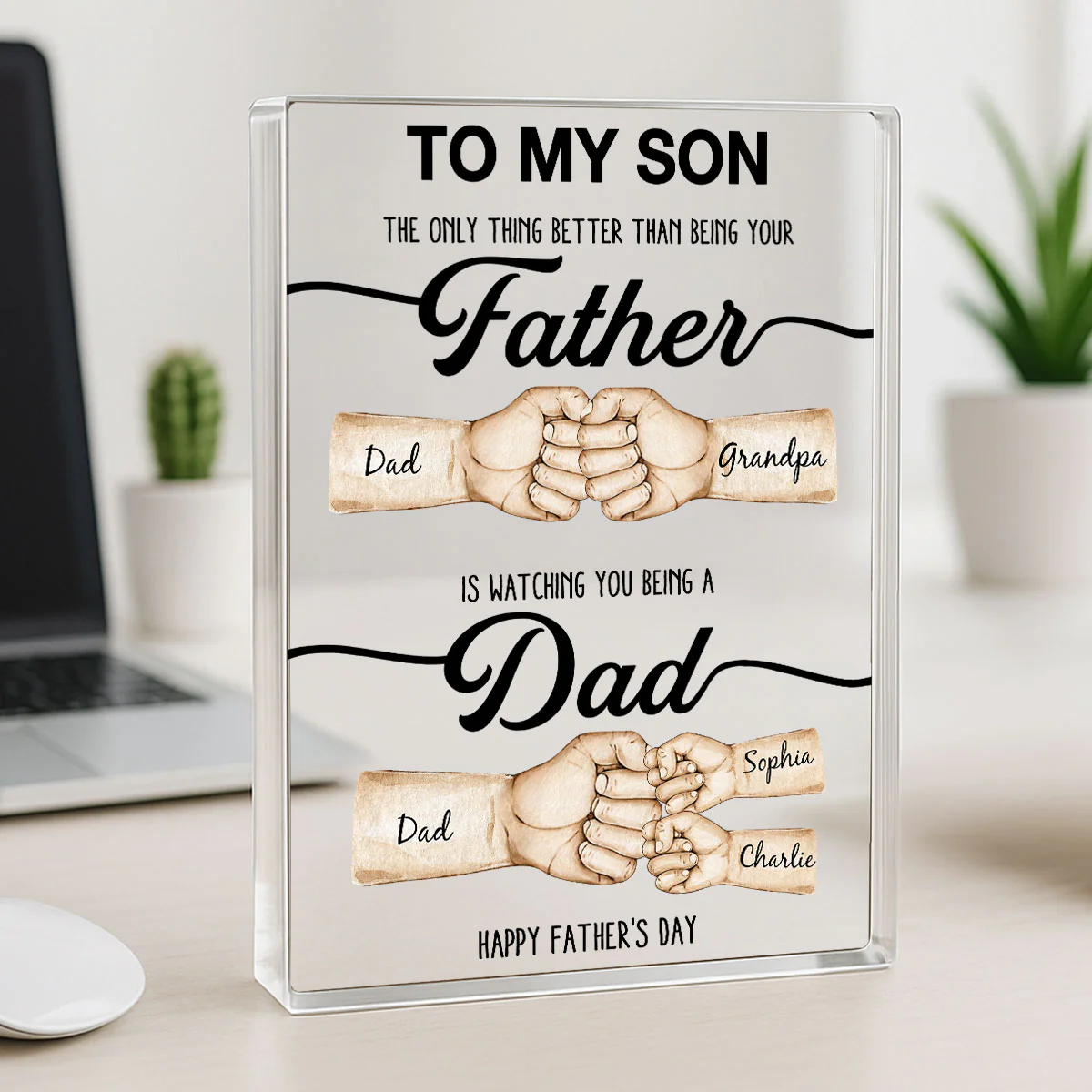 The Only Thing Better Than Being Your Father Fist Bump Personalized Acrylic Block, gift for Son from Dad - Image 4