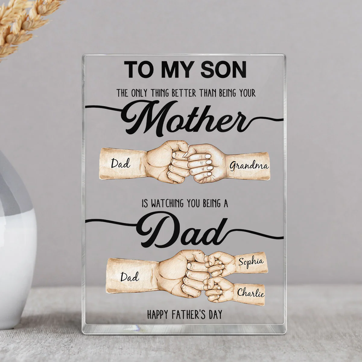 The Only Thing Better Than Being Your Mother Fist Bump Personalized Acrylic Block, gift for Son from Mom - Image 2