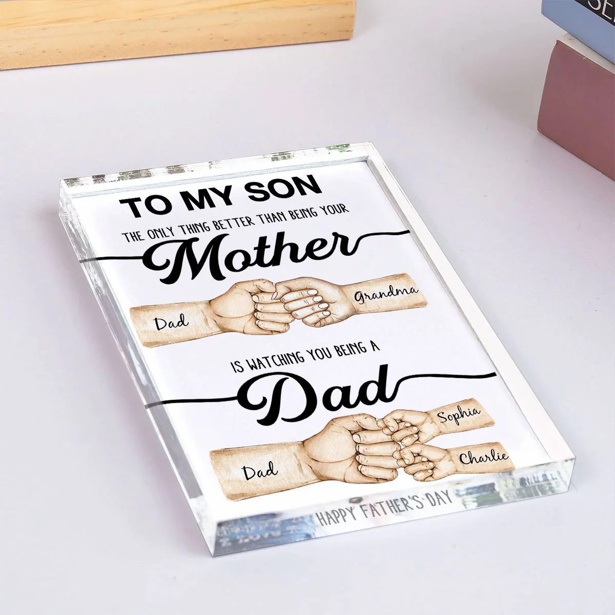 The Only Thing Better Than Being Your Mother Fist Bump Personalized Acrylic Block, gift for Son from Mom - Image 7