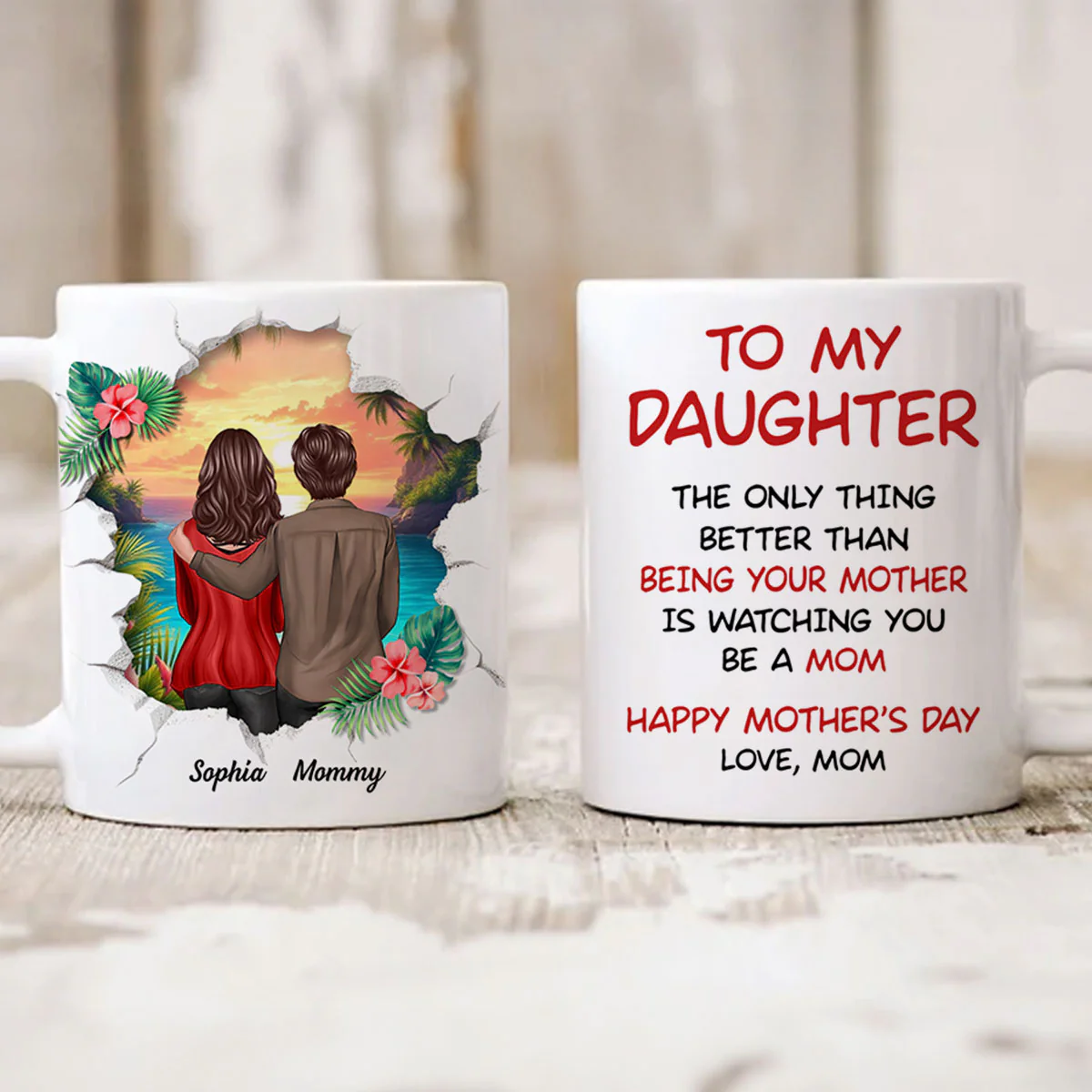 The Only Thing Better than Being Your Mother is Watching You Be a Mom, 3D Effect Personalized Mug, Gift for Mom - Image 3
