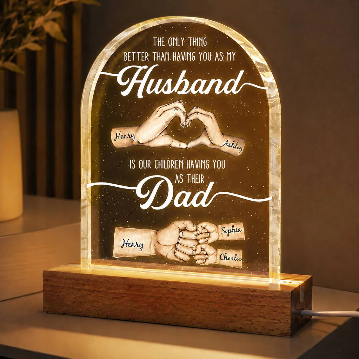 The Only Thing Better Than Having You As Husband - Personalized Acrylic Block LED Night Light - Father's Day Gift For Husband, Dad - Image 3