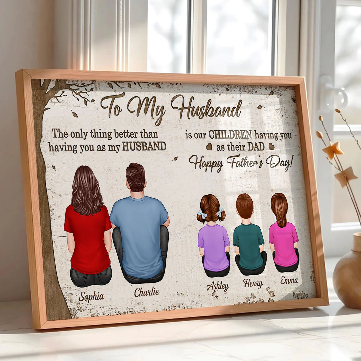 The Only Thing Having You As My Husband Back View Family Under Tree Personalized Poster - Image 4