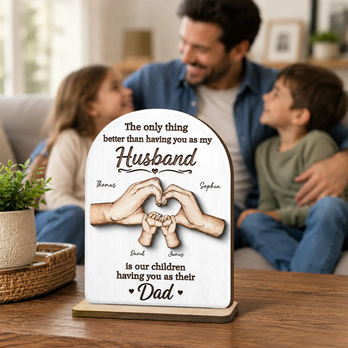 The Only Thing Having You As My Husband Family Hands - Personalized 2-Layered Wooden Plaque - Gift For Husband - Image 6