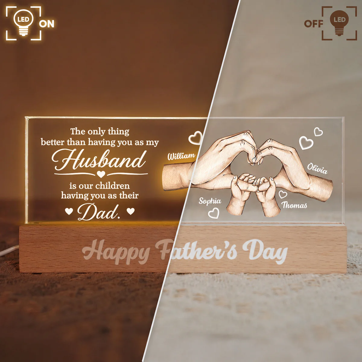 The Only Thing Having You As My Husband Family Hands - Personalized Acrylic Block LED Night Light - Father's Day Gift For Husband - Image 5