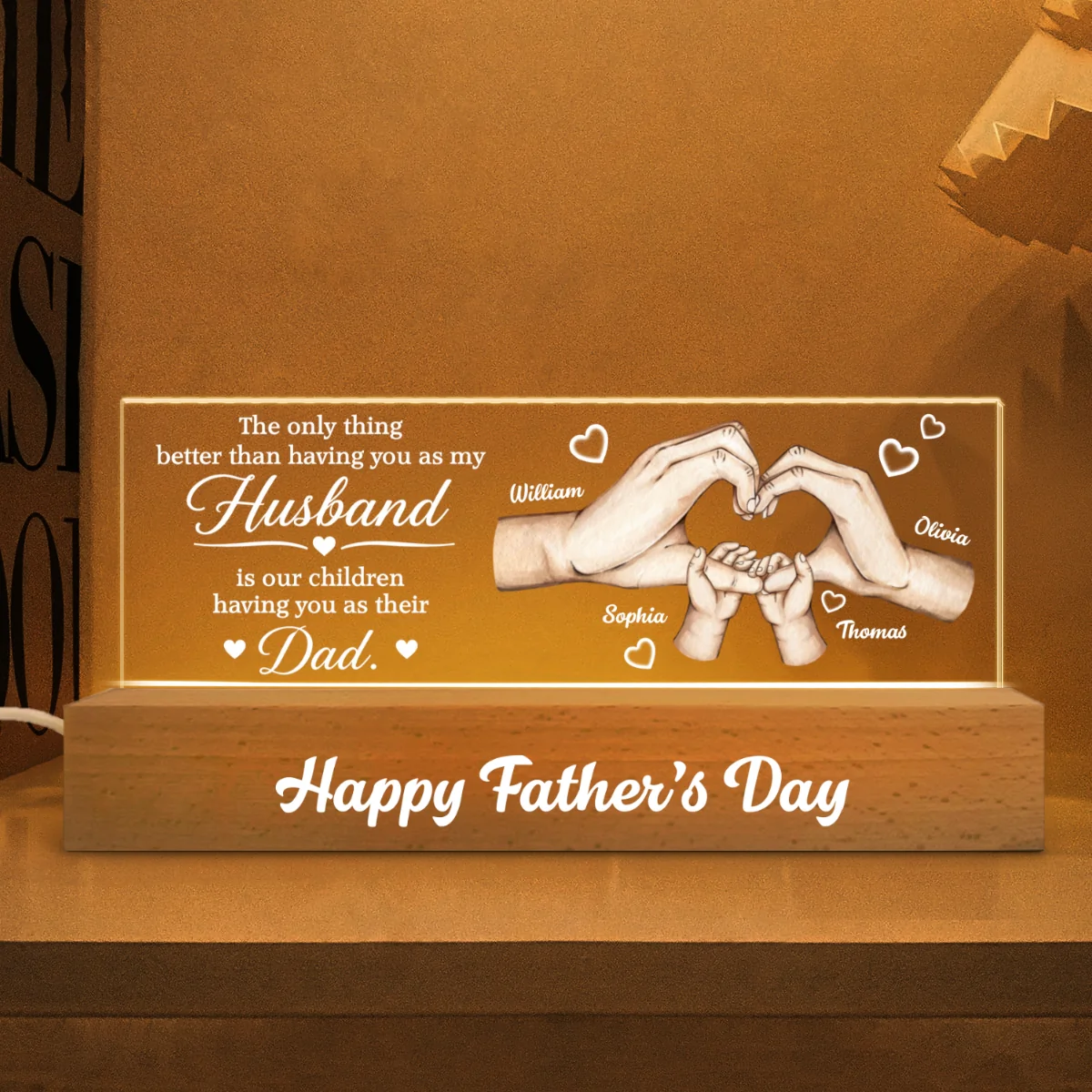 The Only Thing Having You As My Husband Family Hands - Personalized Acrylic Block LED Night Light - Father's Day Gift For Husband - Image 8