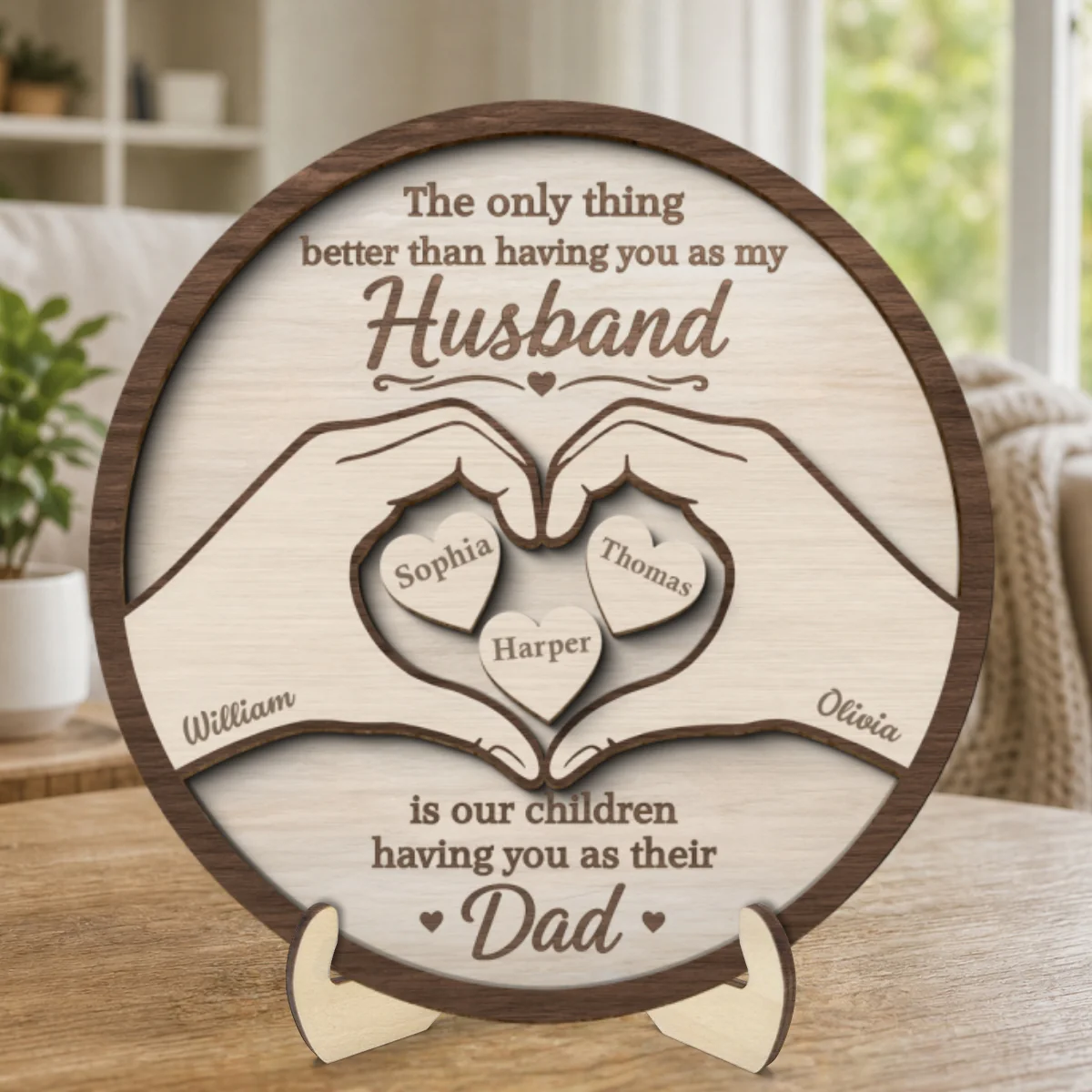 The Only Thing Having You As My Husband Hearts in Hands - Personalized 2-Layered Wooden Plaque -  Gift For Husband - Image 11