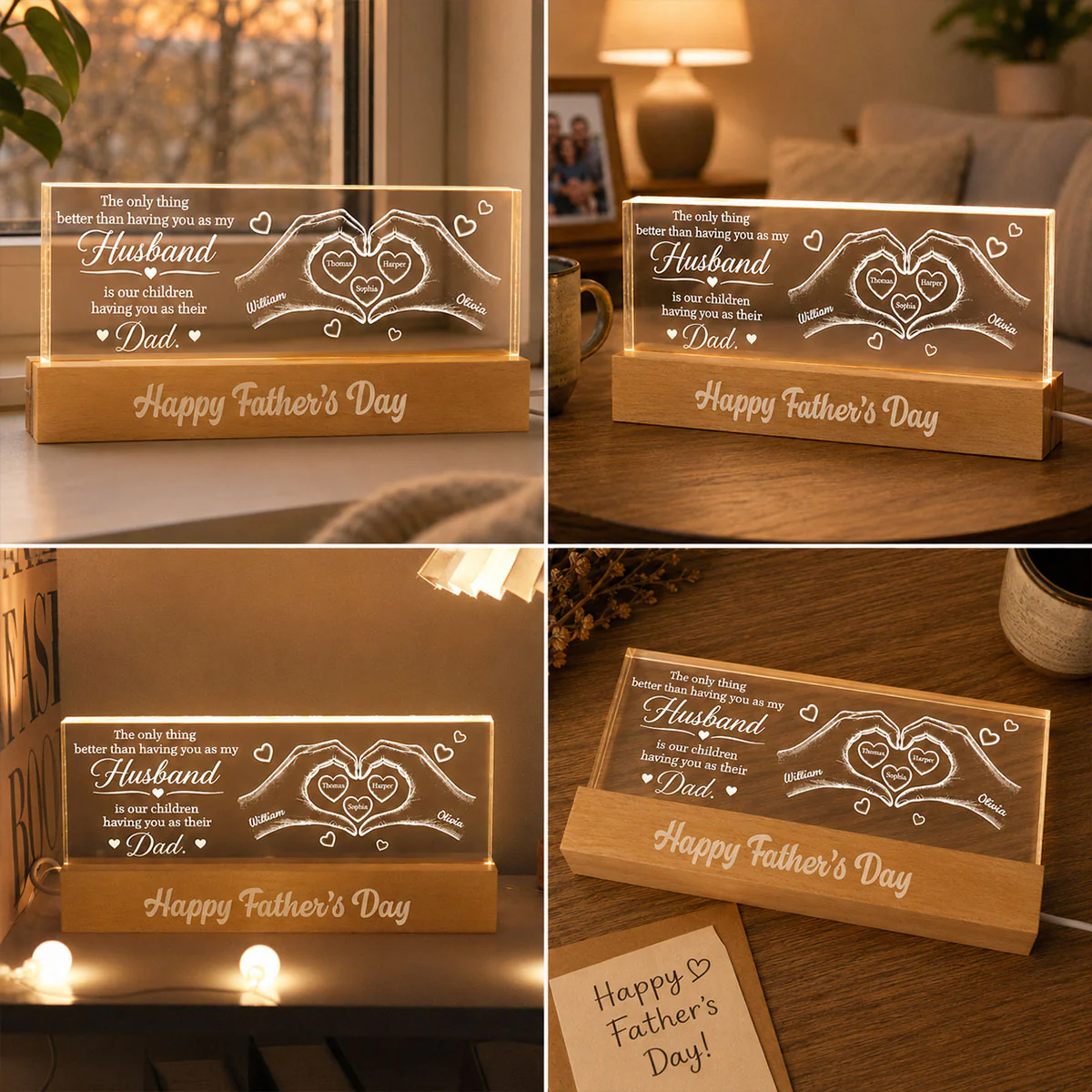 The Only Thing Having You As My Husband Hearts in Hands - Personalized Acrylic Block LED Night Light - Father's Day Gift For Husband - Image 6