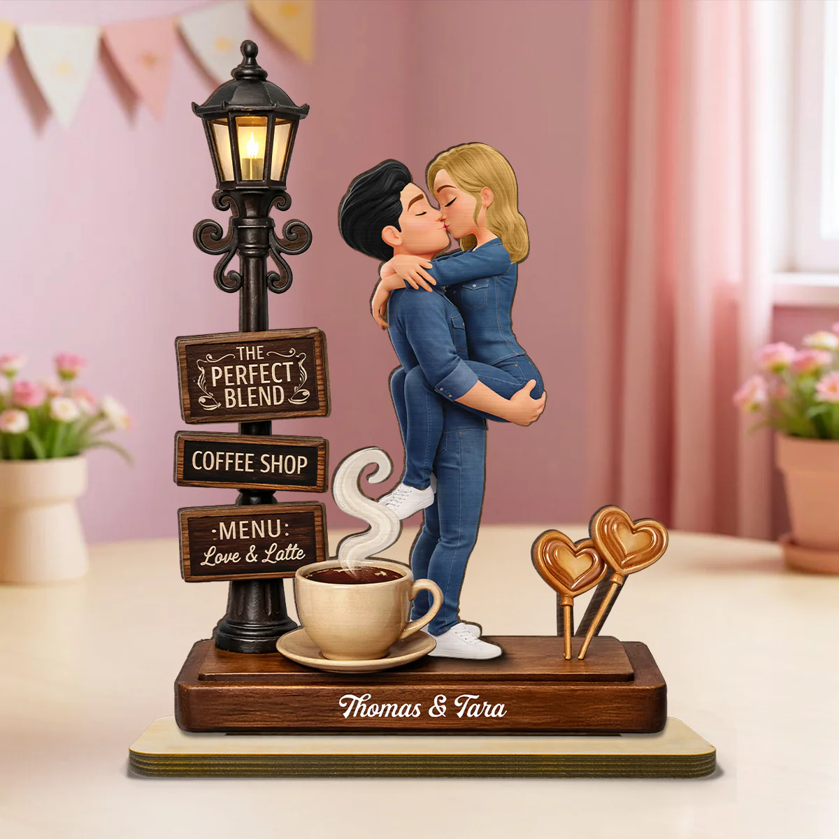 The Perfect Blend Love & Latte - Personalized 2-Layered Wooden Plaque - Anniversary, Valentine's Day Gift, Gift For Him, Gift For Her - Image 3