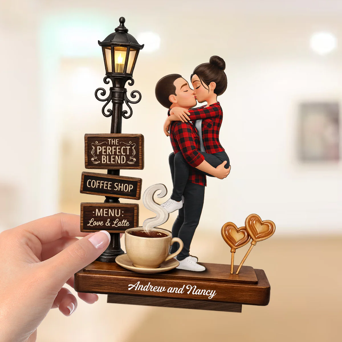 The Perfect Blend Love & Latte - Personalized 2-Layered Wooden Plaque - Anniversary, Valentine's Day Gift, Gift For Him, Gift For Her - Image 4