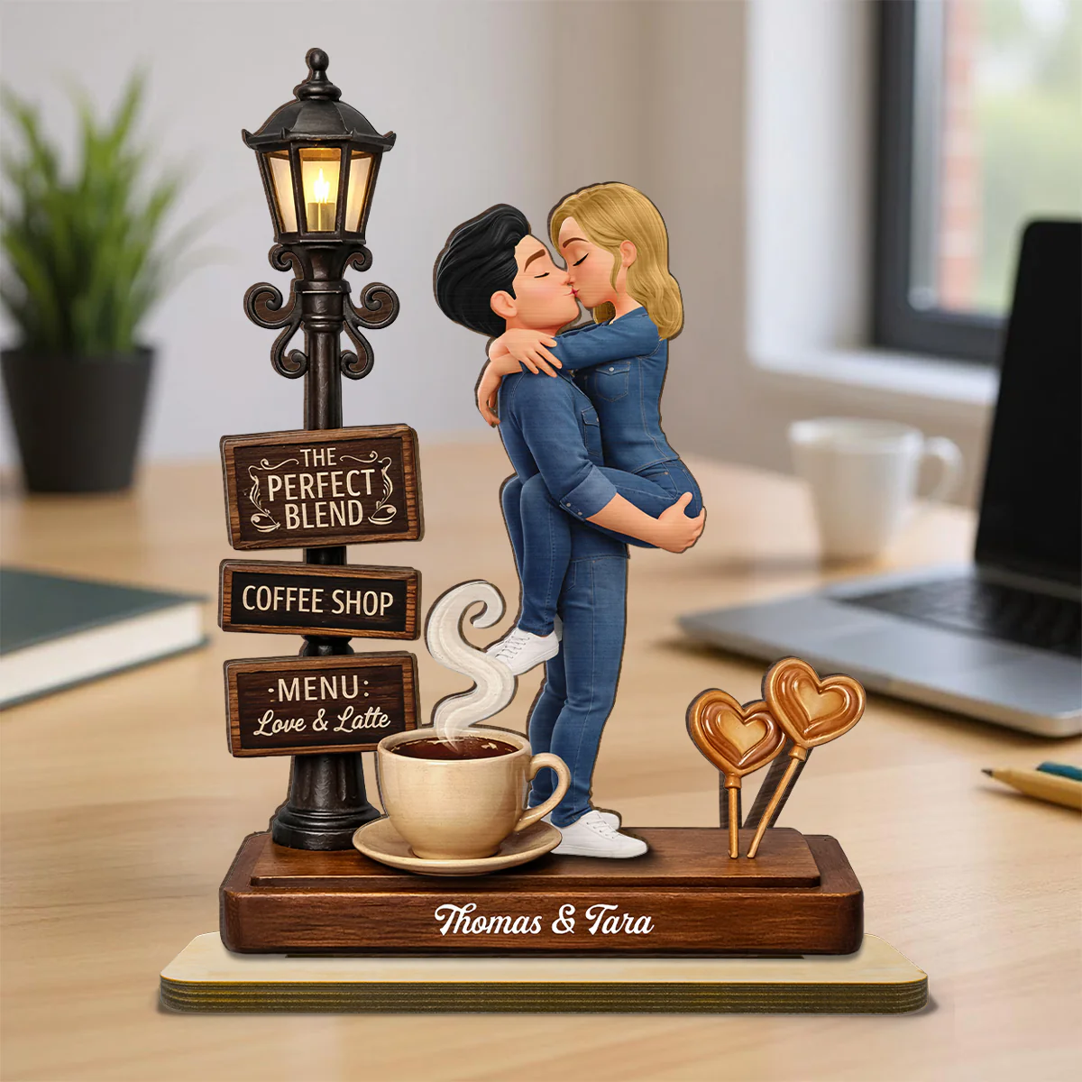 The Perfect Blend Love & Latte - Personalized 2-Layered Wooden Plaque - Anniversary, Valentine's Day Gift, Gift For Him, Gift For Her - Image 7