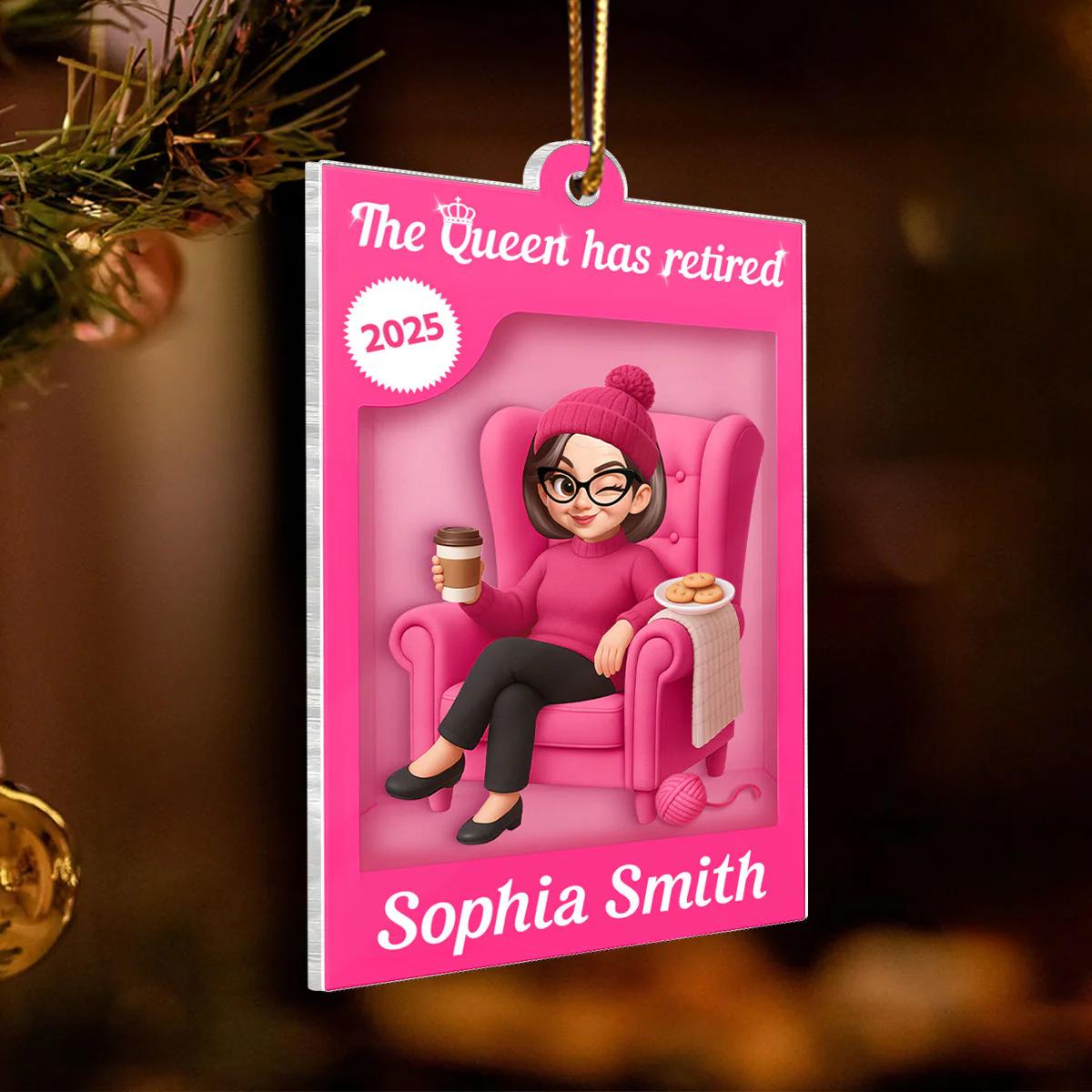 The Queen Has Retired Action Figure - Personalized Acrylic Ornament - Christmas Gift For Grandma, For Mom - Image 6