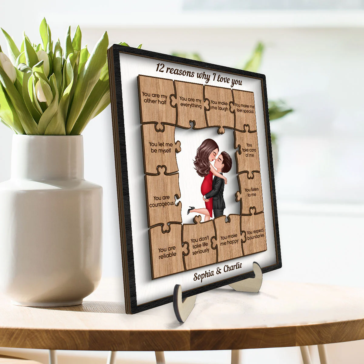 The Reasons Why I Love You  Gift For Him For Her Personalized 2-layer Wooden Plaque - Image 3