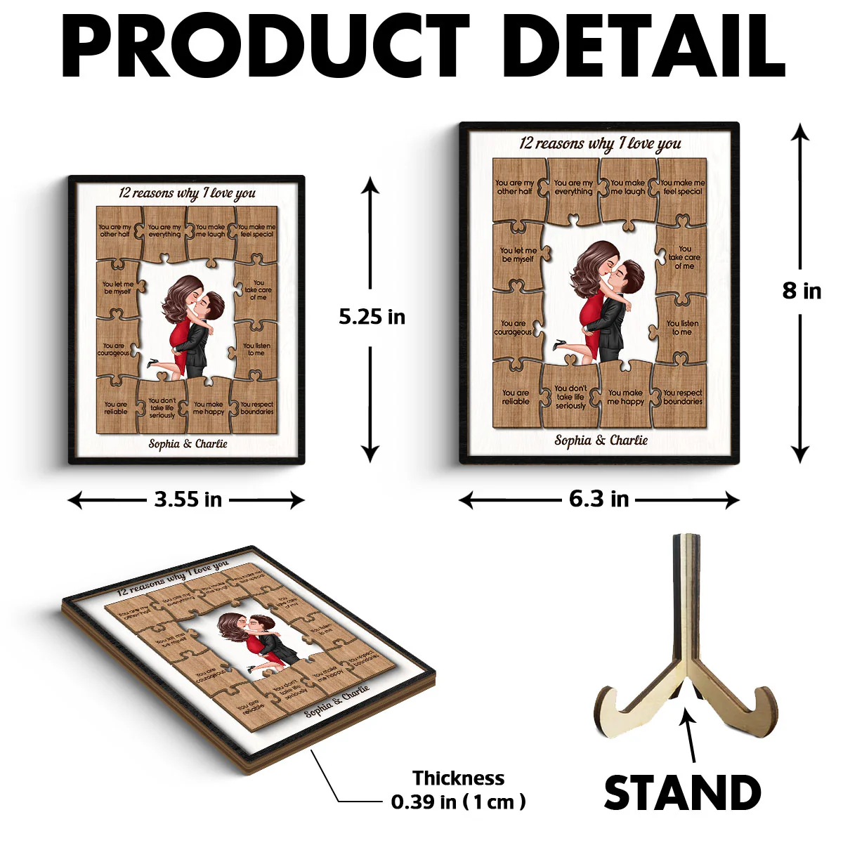 The Reasons Why I Love You  Gift For Him For Her Personalized 2-layer Wooden Plaque - Image 6
