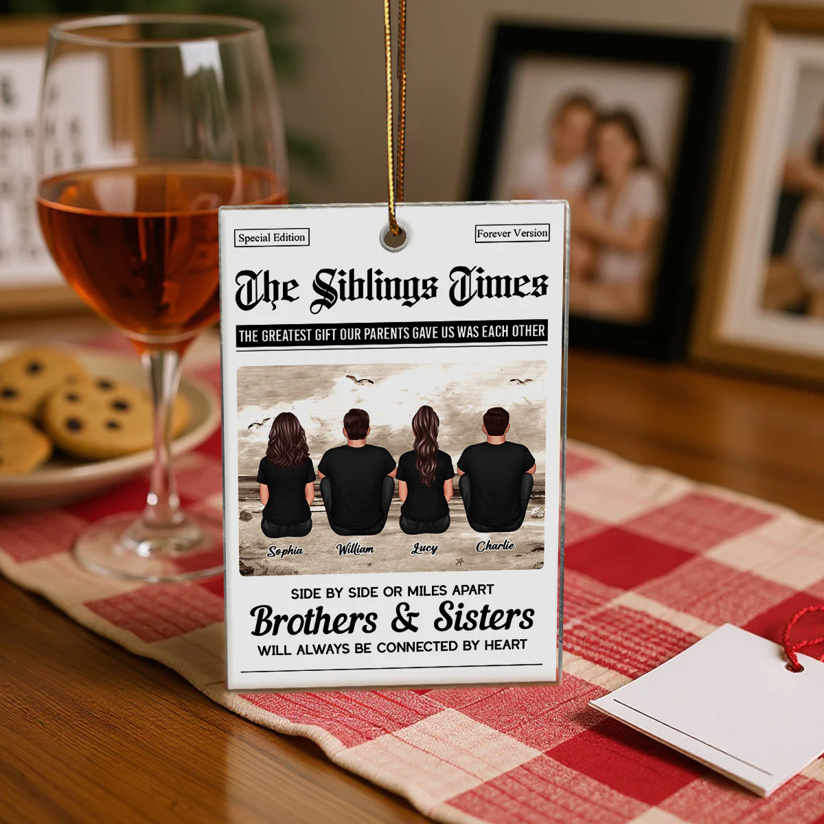 The Siblings Times Newspaper Style - Personalized Acrylic Ornament - Christmas Keepsake Gift For Brothers, Sisters - Image 7