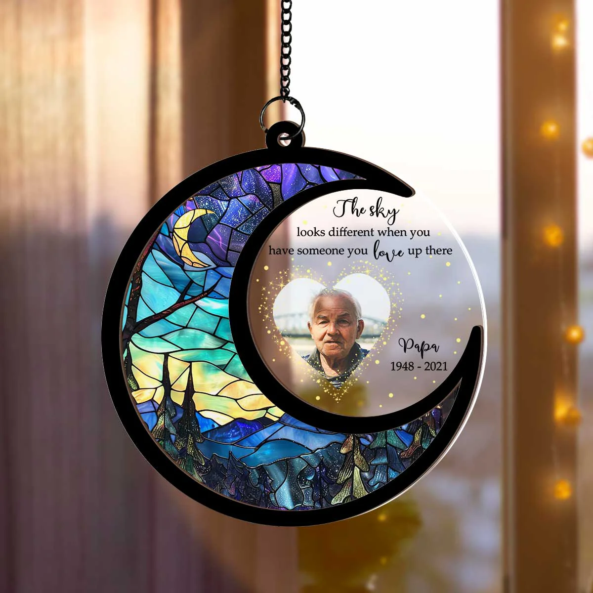 The Sky Looks Different Personalized Window Hanging Memorial Suncatcher, Sympathy Gift - Image 2