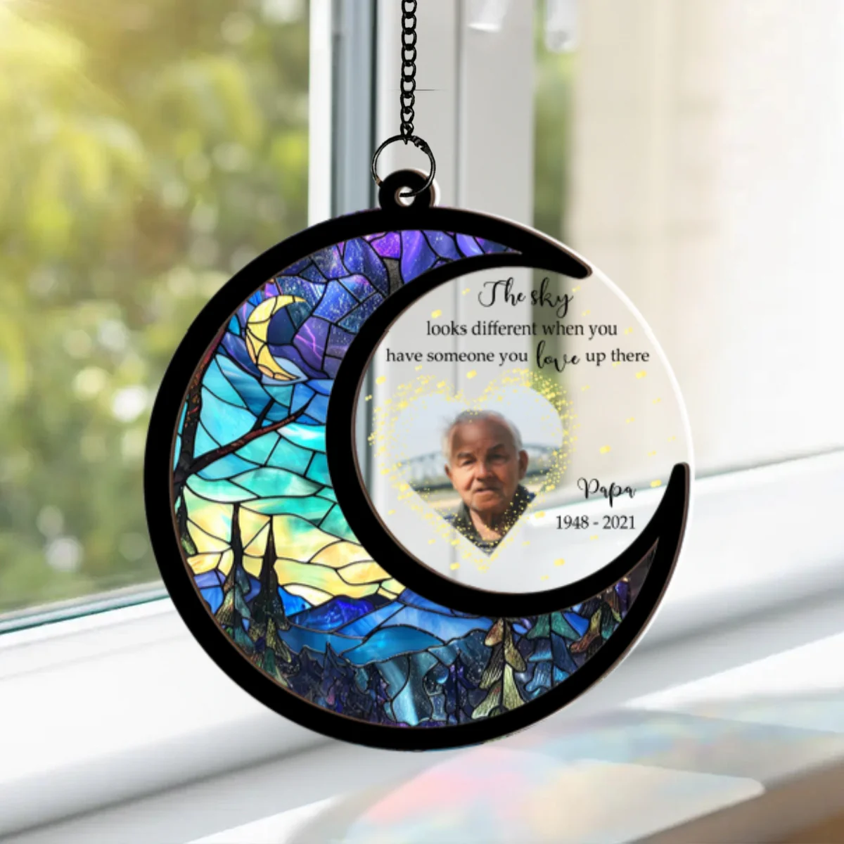 The Sky Looks Different Personalized Window Hanging Memorial Suncatcher, Sympathy Gift - Image 7