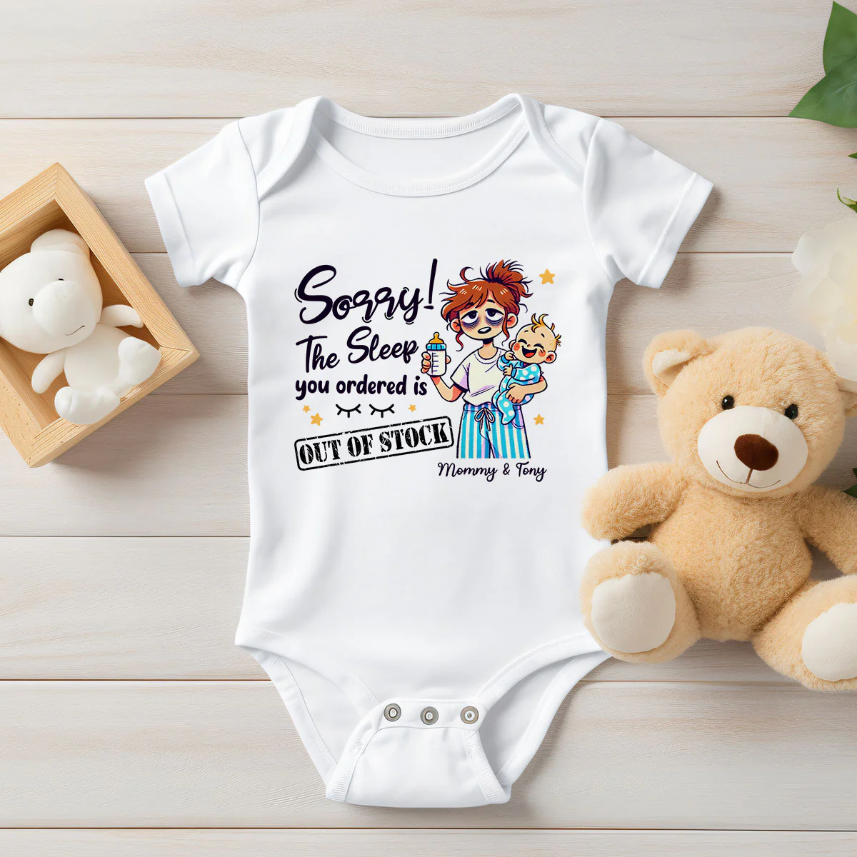 The Sleep You Ordered Is Out Of Stock Funny Personalized Baby Onesie, Baby Shirt - Image 6