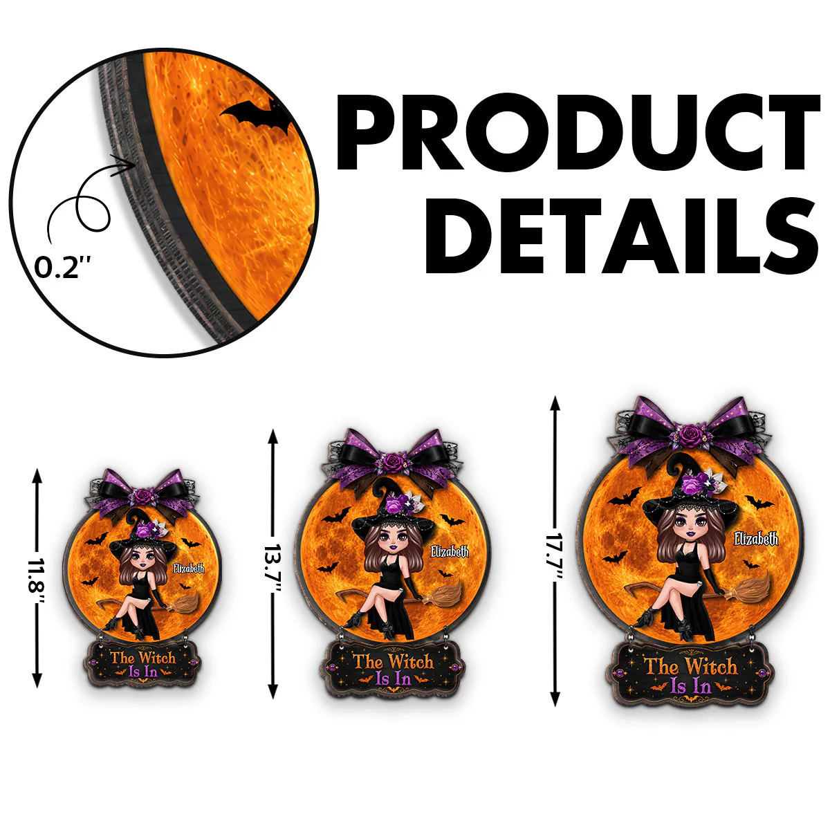 The Witch Is In Witch On Broom - Personalized Door Hanger Sign - Halloween Decor, Wicca Pagan Decor For Witches - Image 6