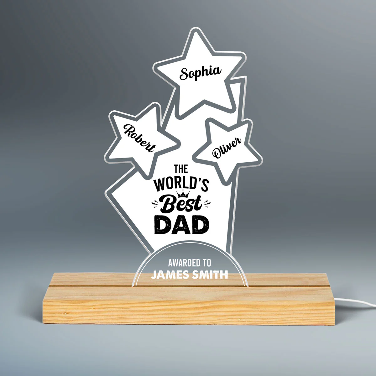 The World Best Dad Grandpa Awarded To Personalized Acrylic Custom Shape LED Night Light - Image 2