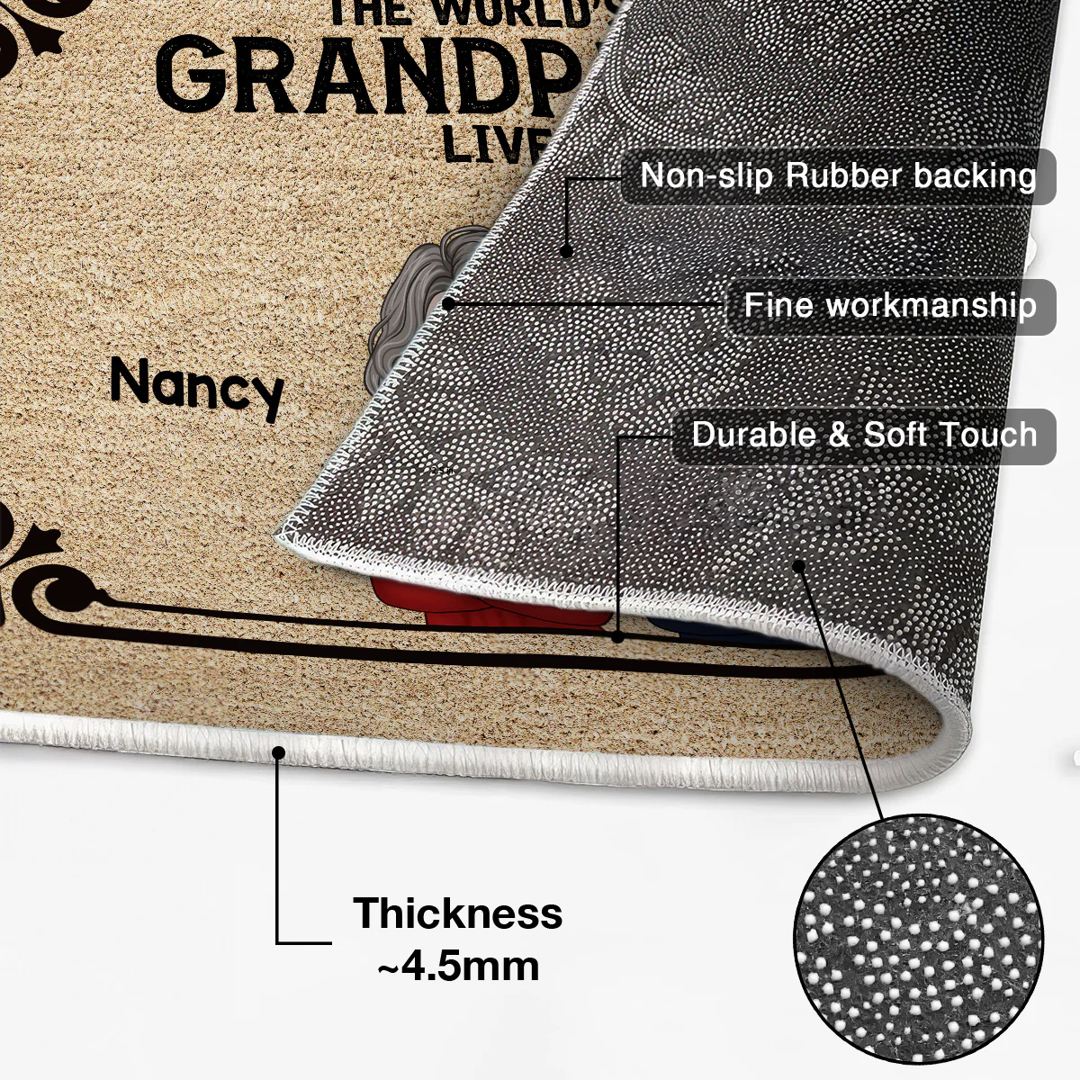 The World‘s Best Grandparents Grandpa Grandma Live Here Personalized Doormat - Image 4
