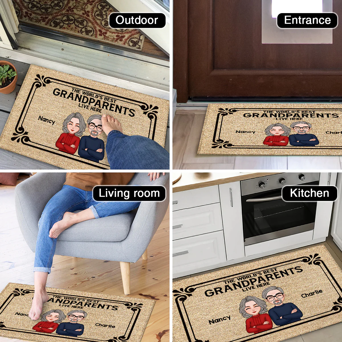 The World‘s Best Grandparents Grandpa Grandma Live Here Personalized Doormat - Image 5