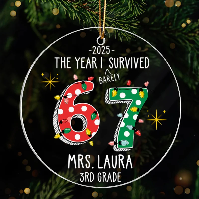 The Year I Barely Survive 67 - Personalized Acrylic Ornament - 2025 Slang, Funny Gift For Teacher - Image 11