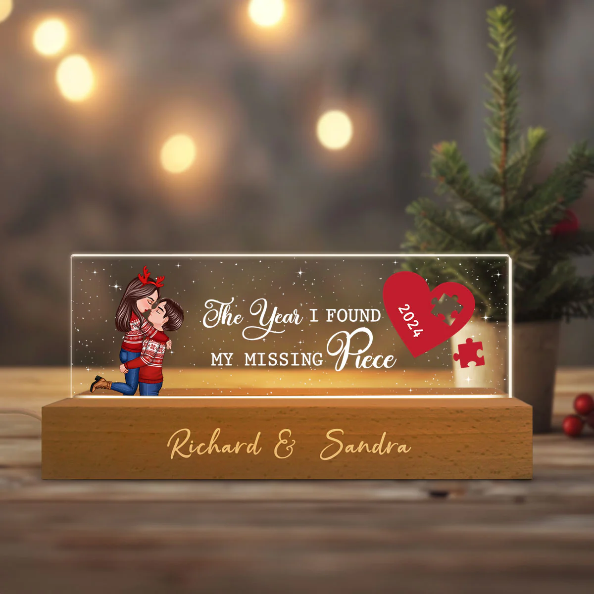 The Year I Found My Missing Piece Personalized Acrylic block LED Night Light - Image 3