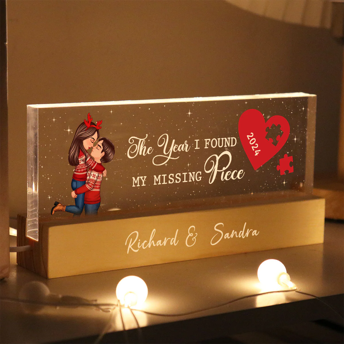 The Year I Found My Missing Piece Personalized Acrylic block LED Night Light - Image 4