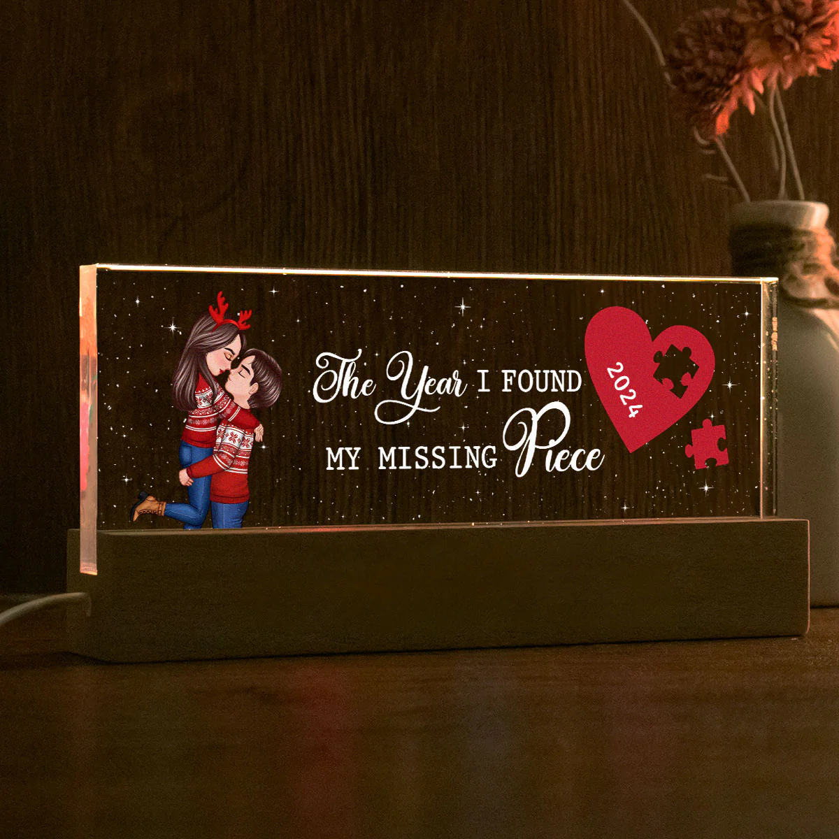 The Year I Found My Missing Piece Personalized Acrylic block LED Night Light - Image 5