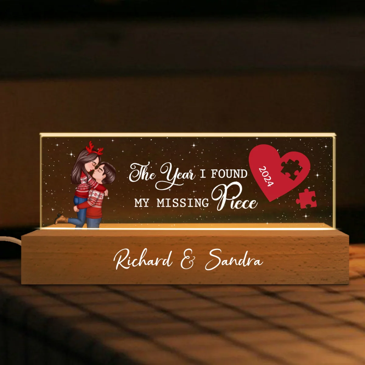The Year I Found My Missing Piece Personalized Acrylic block LED Night Light - Image 7