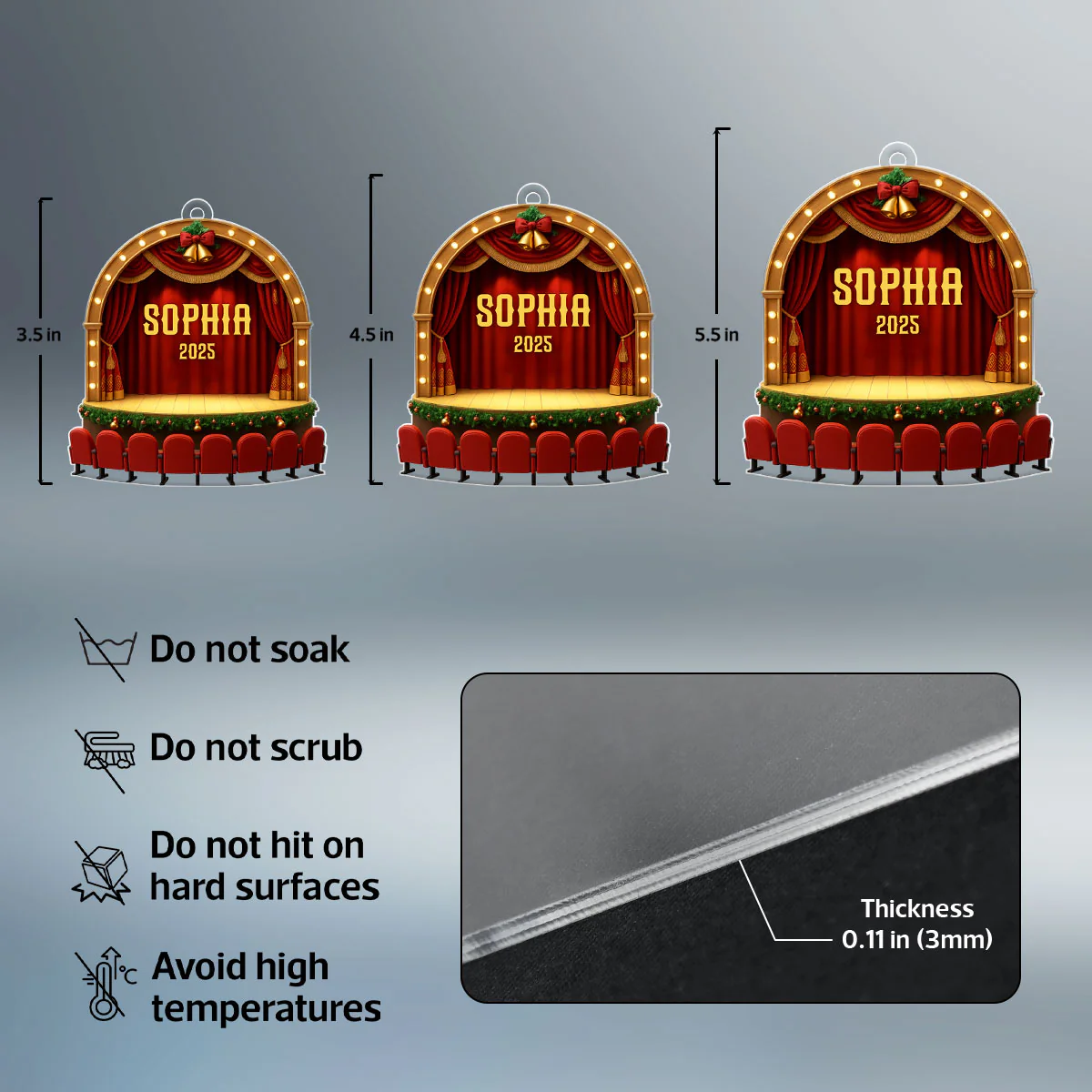 Theater Performance - Personalized Acrylic Ornament - Drama Student Christmas Gift - Image 8