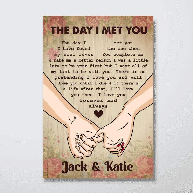 The Day I Met You Couple Hands Personalized Vertical Poster, Heartfelt 2025 Gift, Anniversary Gift - Image 10