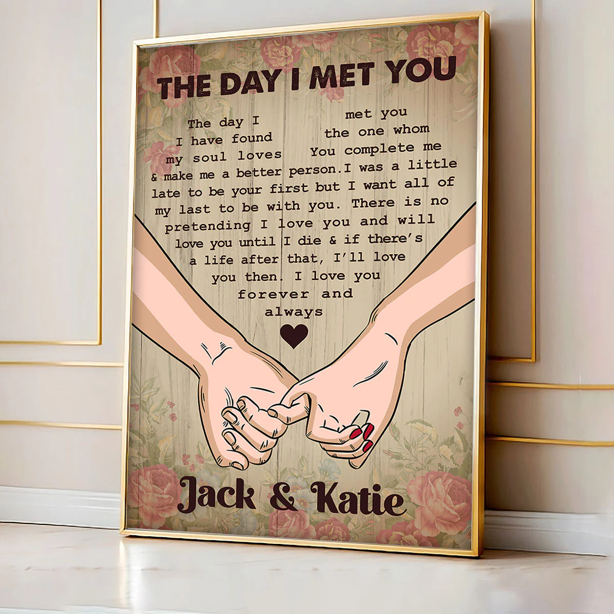 The Day I Met You Couple Hands Personalized Vertical Poster, Heartfelt 2025 Gift, Anniversary Gift - Image 2