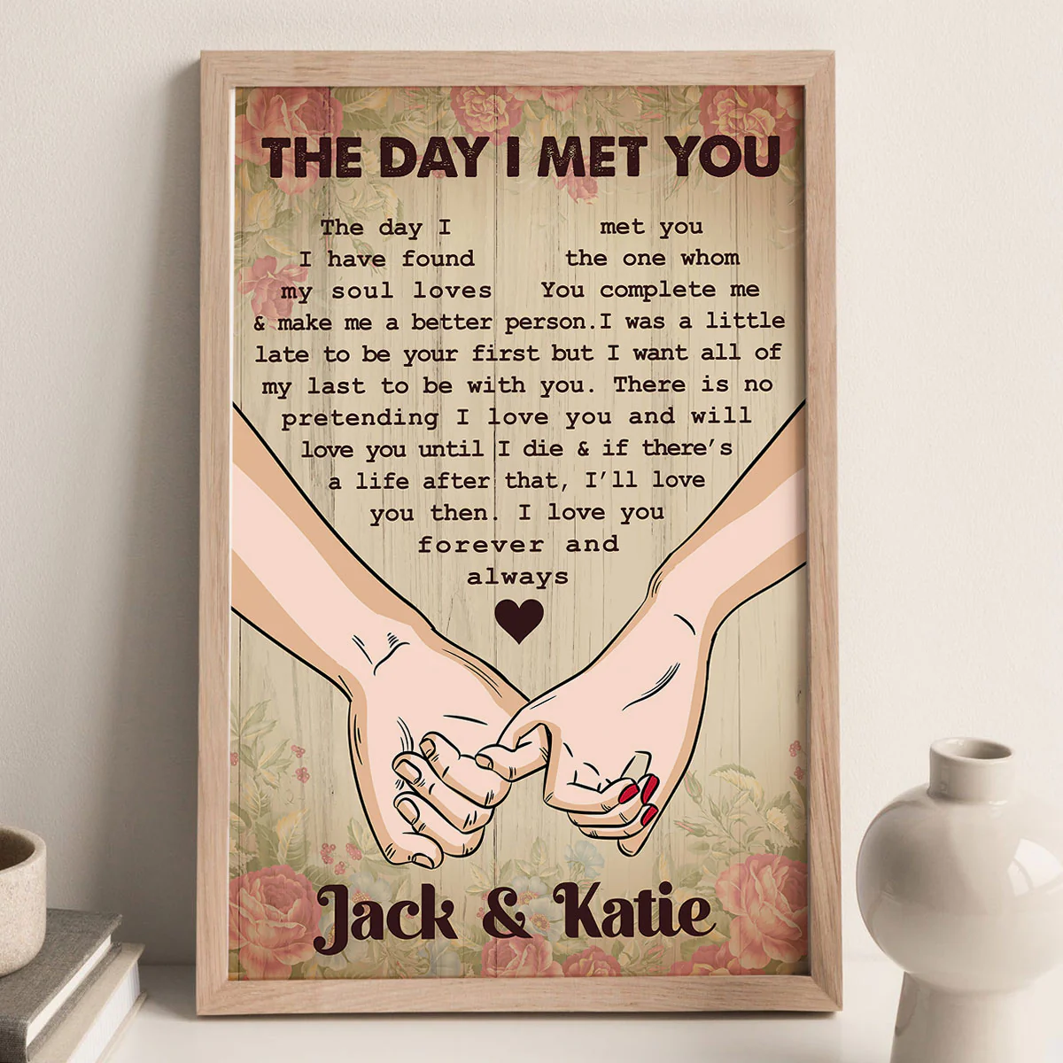 The Day I Met You Couple Hands Personalized Vertical Poster, Heartfelt 2025 Gift, Anniversary Gift - Image 3