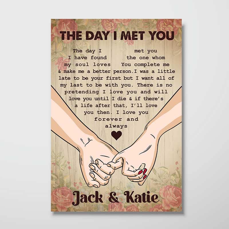 The Day I Met You Couple Hands Personalized Vertical Poster, Heartfelt 2025 Gift, Anniversary Gift - Image 4
