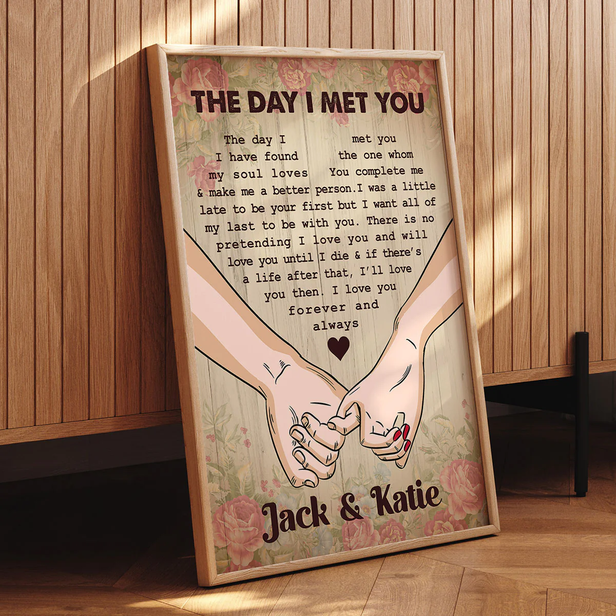 The Day I Met You Couple Hands Personalized Vertical Poster, Heartfelt 2025 Gift, Anniversary Gift - Image 5