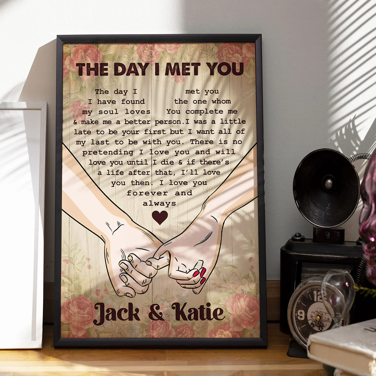 The Day I Met You Couple Hands Personalized Vertical Poster, Heartfelt 2025 Gift, Anniversary Gift - Image 6