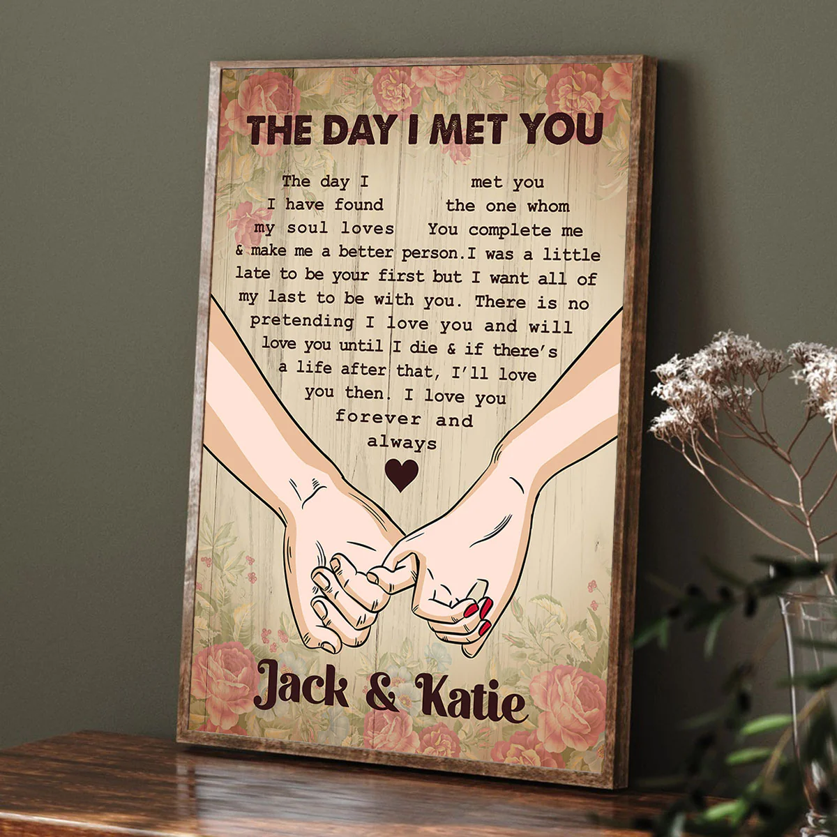 The Day I Met You Couple Hands Personalized Vertical Poster, Heartfelt 2025 Gift, Anniversary Gift - Image 7