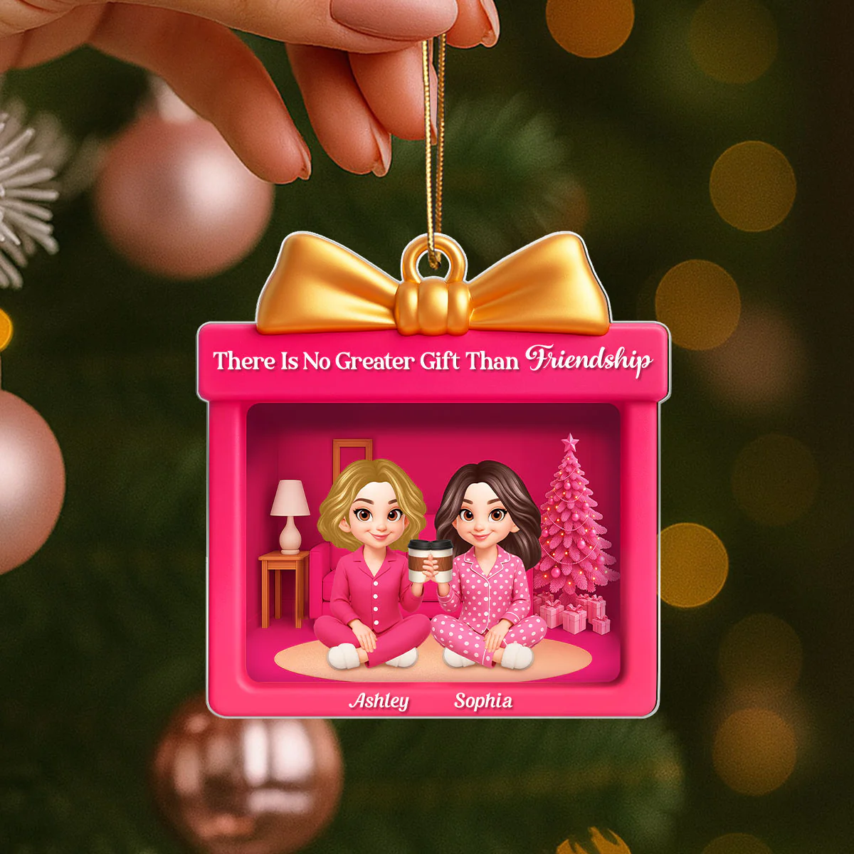 There Is No Greater Gift Than Friendship - Personalized Acrylic Ornament - Perfect Christmas Gift for Best Friends - Image 3