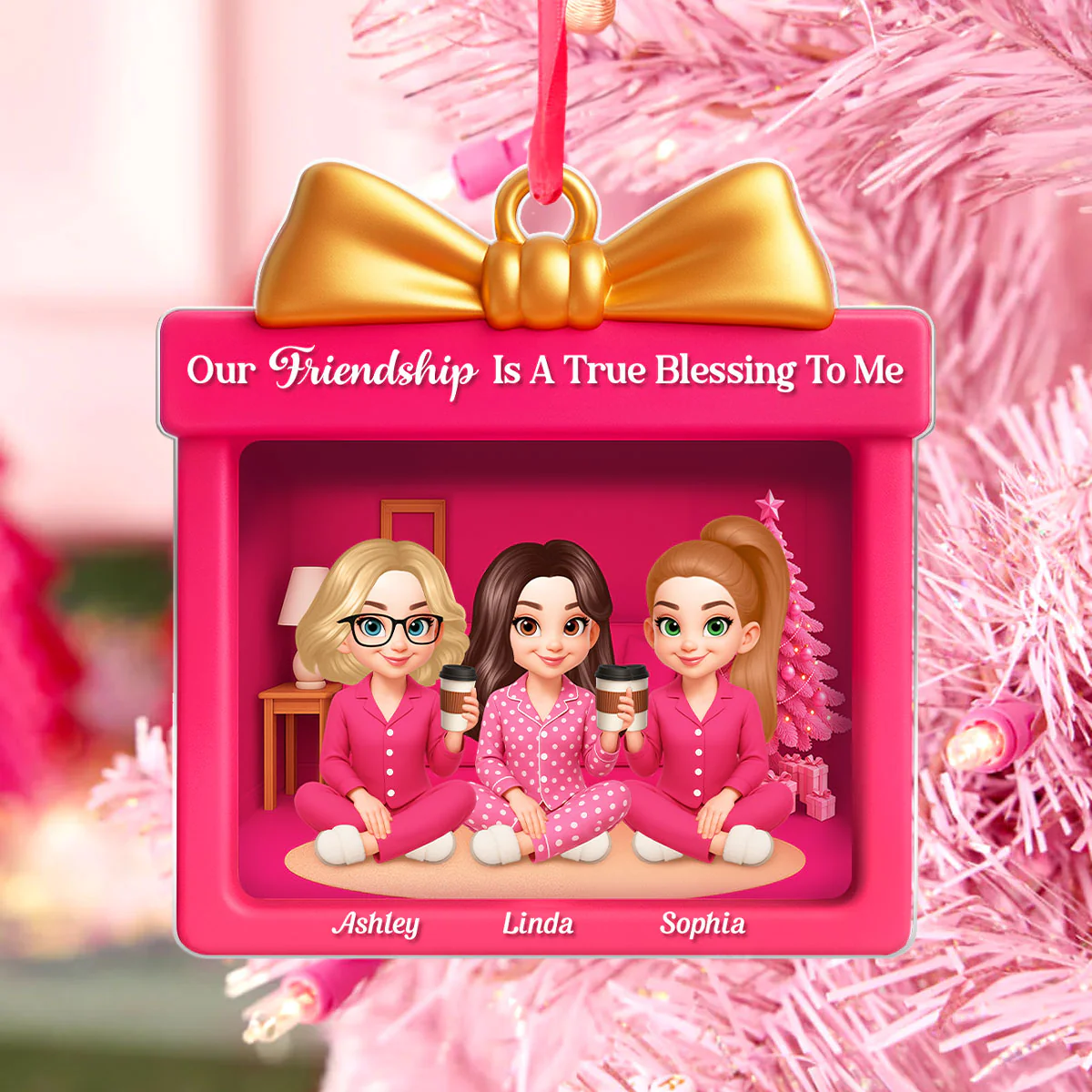 There Is No Greater Gift Than Friendship - Personalized Acrylic Ornament - Perfect Christmas Gift for Best Friends - Image 4