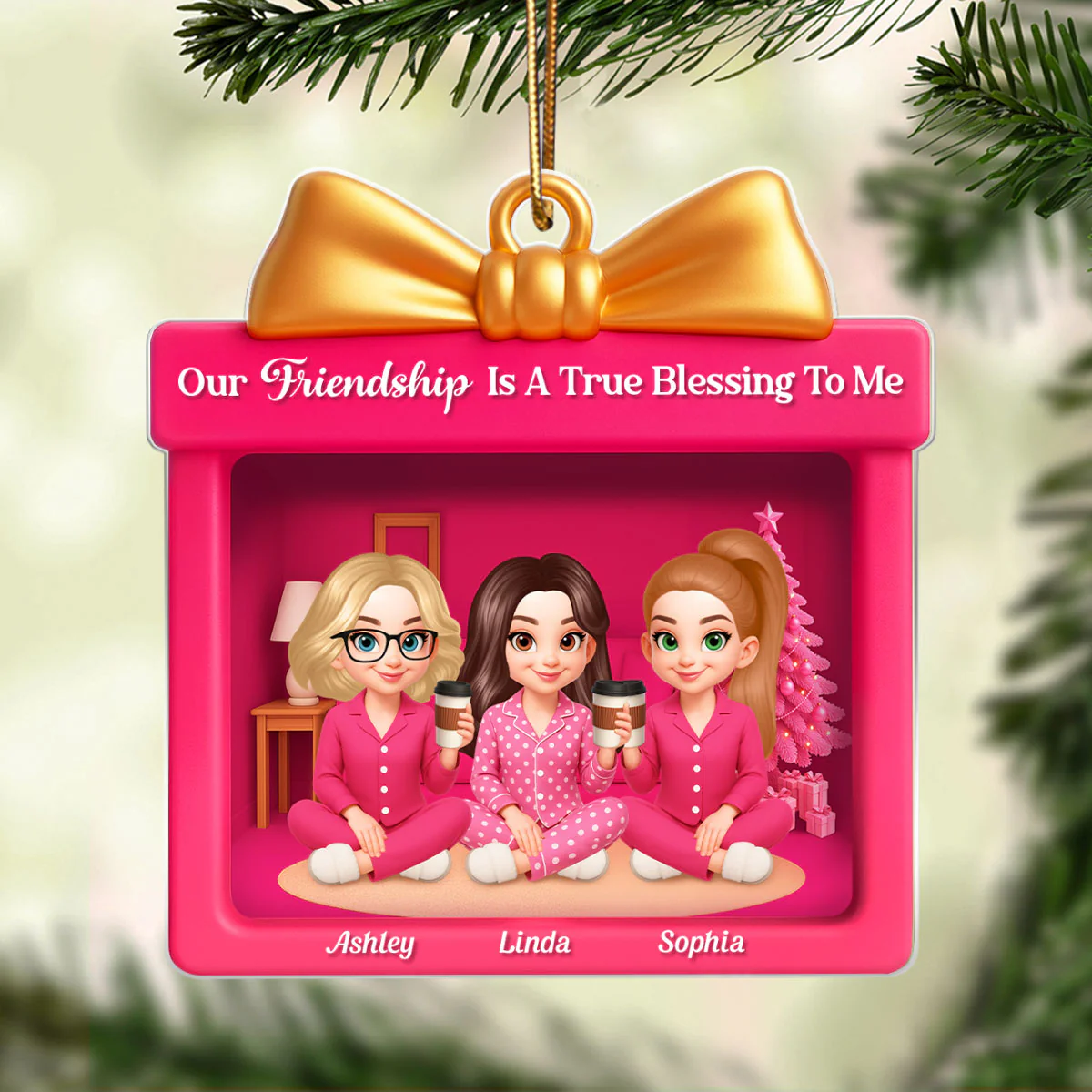 There Is No Greater Gift Than Friendship - Personalized Acrylic Ornament - Perfect Christmas Gift for Best Friends - Image 5