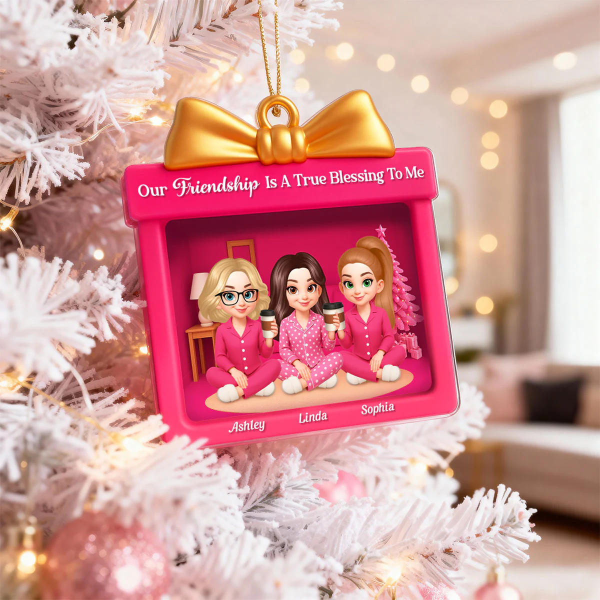 There Is No Greater Gift Than Friendship - Personalized Acrylic Ornament - Perfect Christmas Gift for Best Friends - Image 6