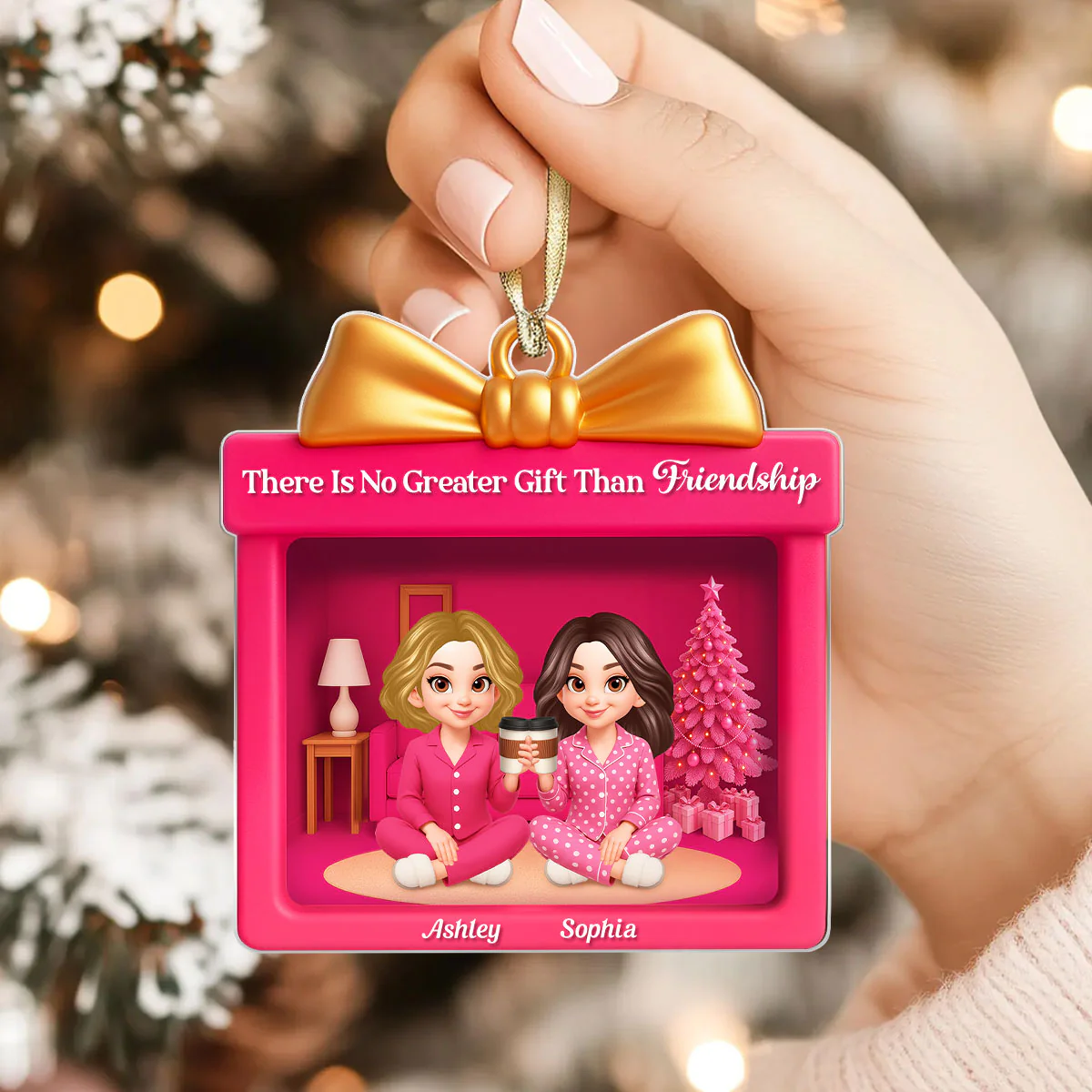 There Is No Greater Gift Than Friendship - Personalized Acrylic Ornament - Perfect Christmas Gift for Best Friends - Image 7